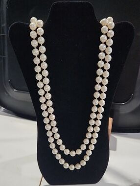 Classic Pearl Necklace - White Pearls 72"